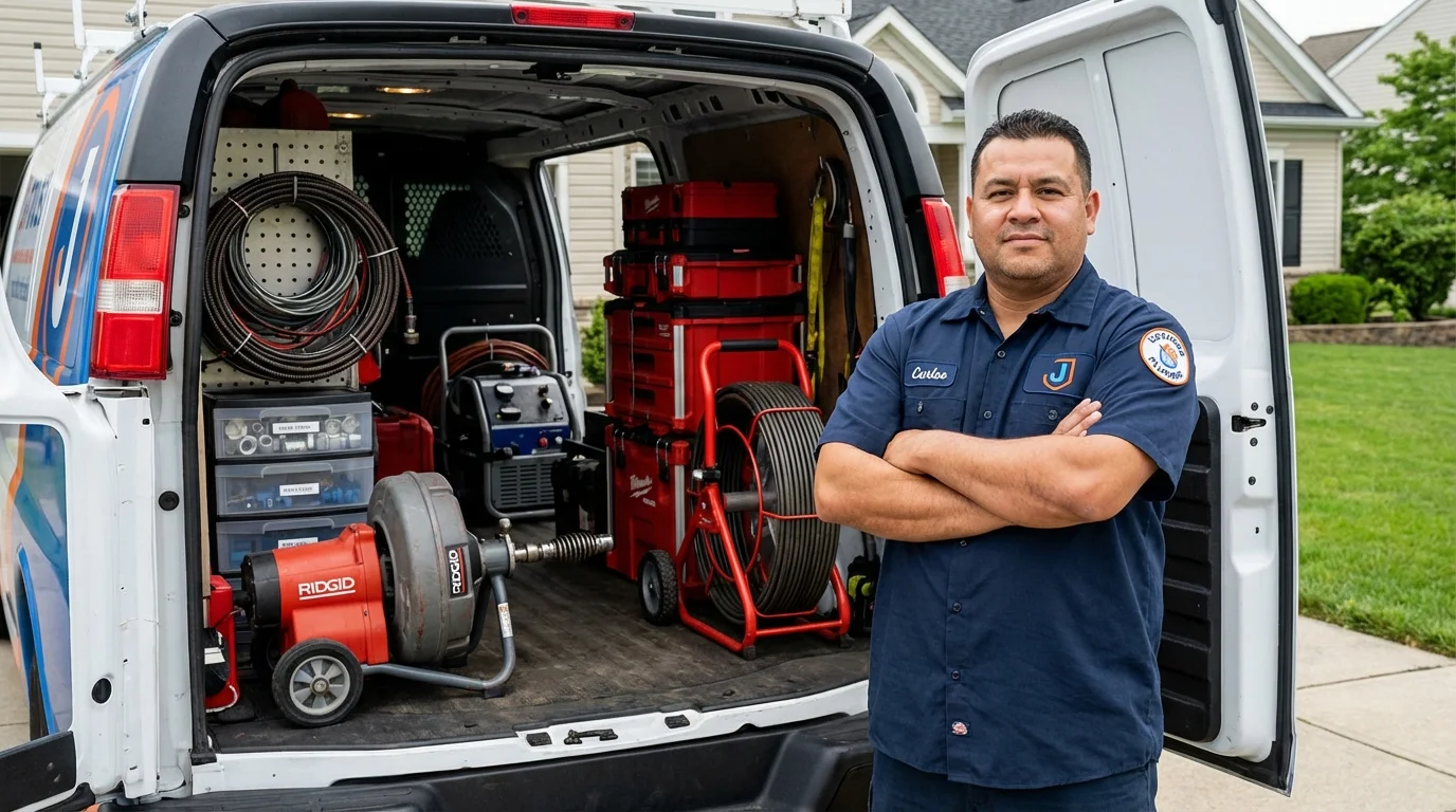Professional drain cleaning equipment and Johns Plumbing LLC plumber in Boone