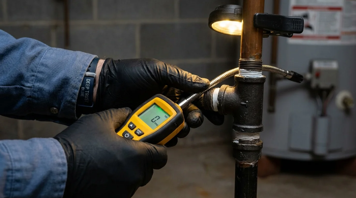 Gas leak detection with electronic sniffer by Johns Plumbing LLC in Boone
